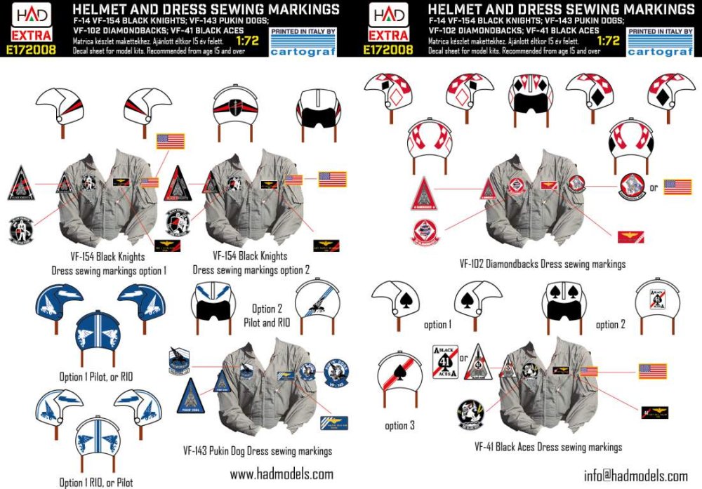 1/72 F-14A/D Helmet & dress sewing markings Vol.2