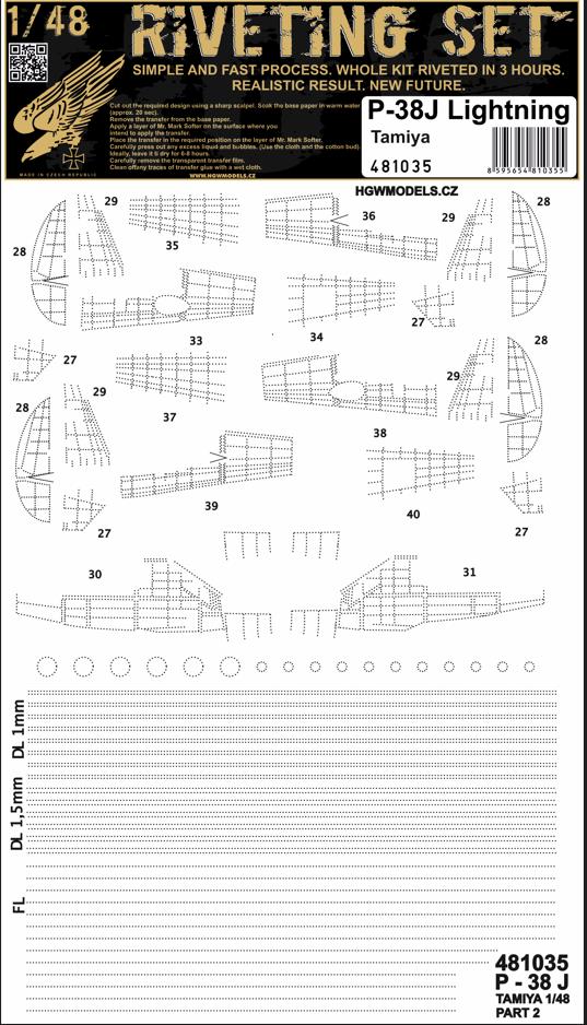 1/48 P-38J Lightning (TAM) RIVETING SET