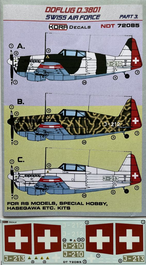 1/72 Decals Doflug D.3801 Swiss Air Force Part 3