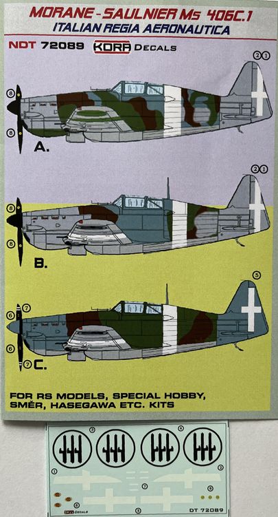 1/72 Decals MS 406C.1 Italian Regia Aeronautica