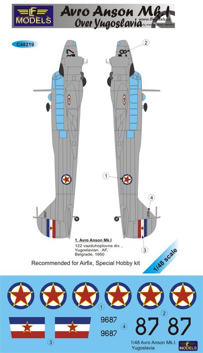 1/48 Decals Avro Anson Mk.I over Yugoslavia