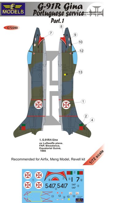 1/72 Decals G-91R Gina Portuguese service Pt.I