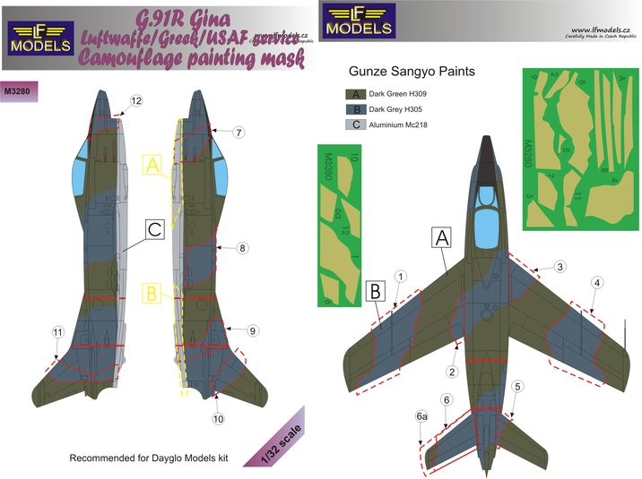 1/32 Mask G.91R Gina Luftwaffe/Greek/USAF Camoufl.