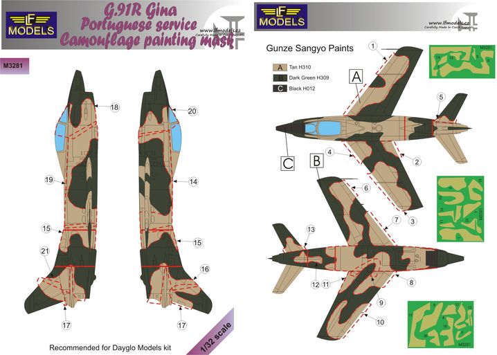 1/32 Mask G.91R Gina Portuguese service Camoufl.