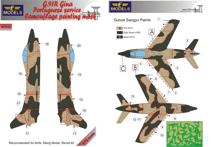 1/72 Mask G.91R Gina Portuguese service Camouflage