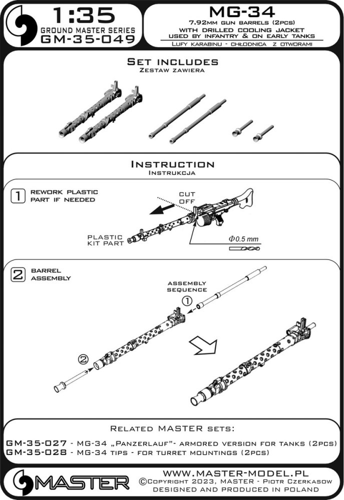 1/35 MG-34 7,92mm gun barrels w/drilled cooling j.