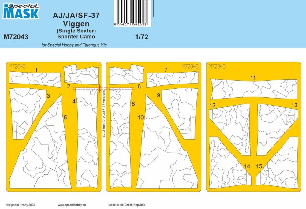 1/72 AJ/JA/SF-37 Viggen 1-seat Splinter CAMO mask