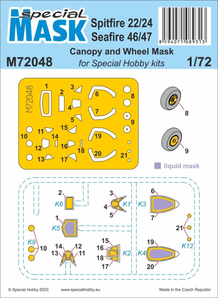 1/72 Mask for Spitfire 22/24&Seafire 46/47 (SP.H.)