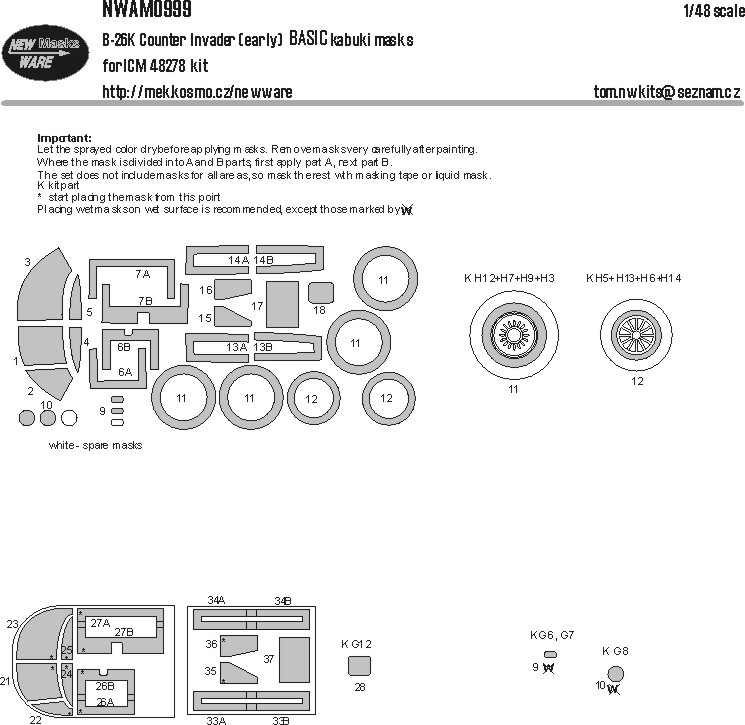 1/48 Mask B-26K Counter Invader early BASIC (ICM)