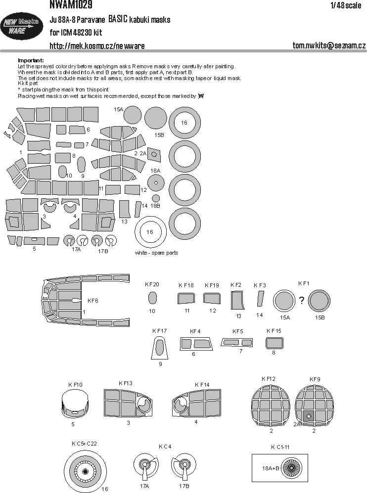 1/48 Mask Ju 88A-8 Paravane BASIC (ICM 48230)