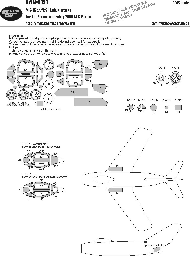 1/48 Mask MiG-15 EXPERT (BRONCO, H.2000)