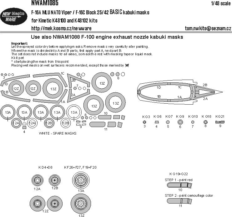 1/48 Mask F-16A MLU / F-16C Bl.25/42 BASIC (KIN)