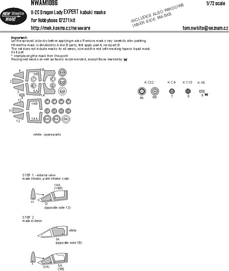 1/72 Mask U-2C Dragon Lady EXPERT (HOBBYB 87271)