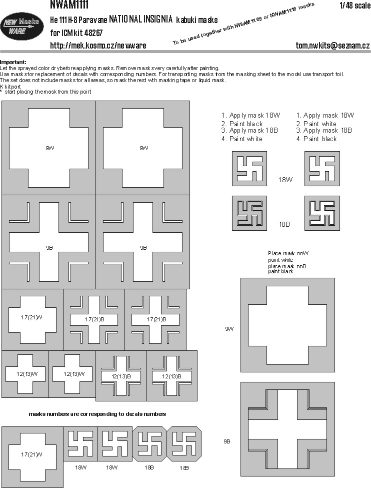 1/48 Mask He 111H-8 Paravane NAT.INSIGNIA (ICM)