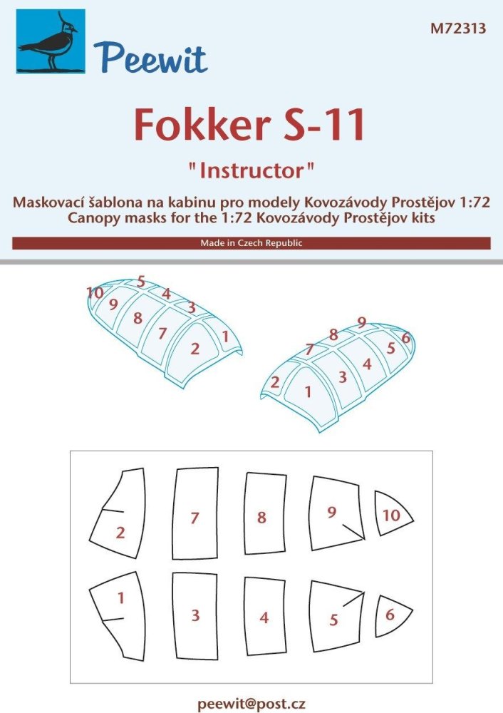 1/72 Canopy mask Fokker S-11 'Instructor' (KP)