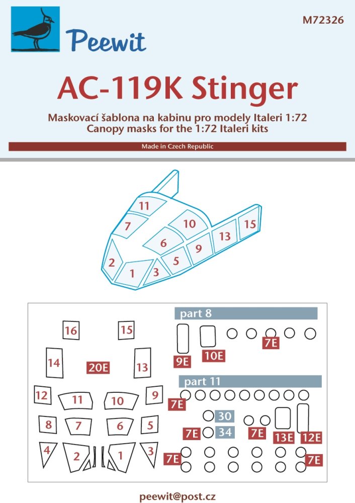 1/72 Canopy mask AC-119K Stinger (ITALERI)