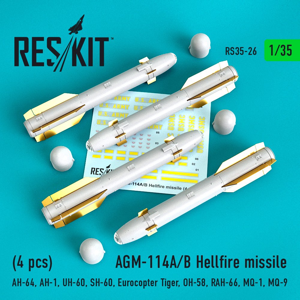 1/35 AGM-114A/B Hellfire missile (4 pcs)