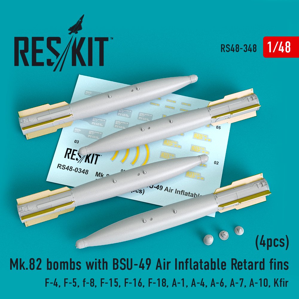 1/48 Mk.82 bombs w/ BSU-49 Air Inflat.Retard fins