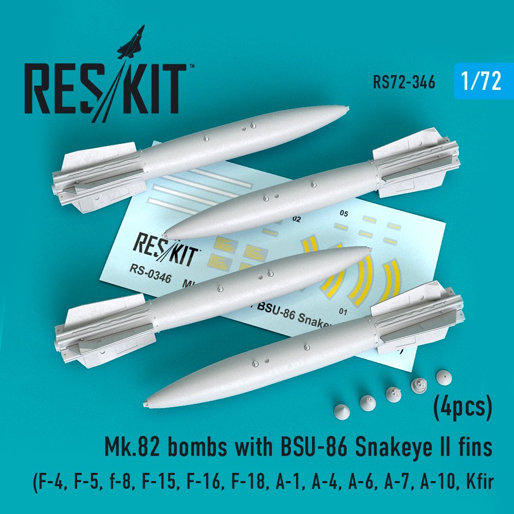 1/72 Mk.82 bombs w/ BSU-86 Snakeye II fins (4 pcs)