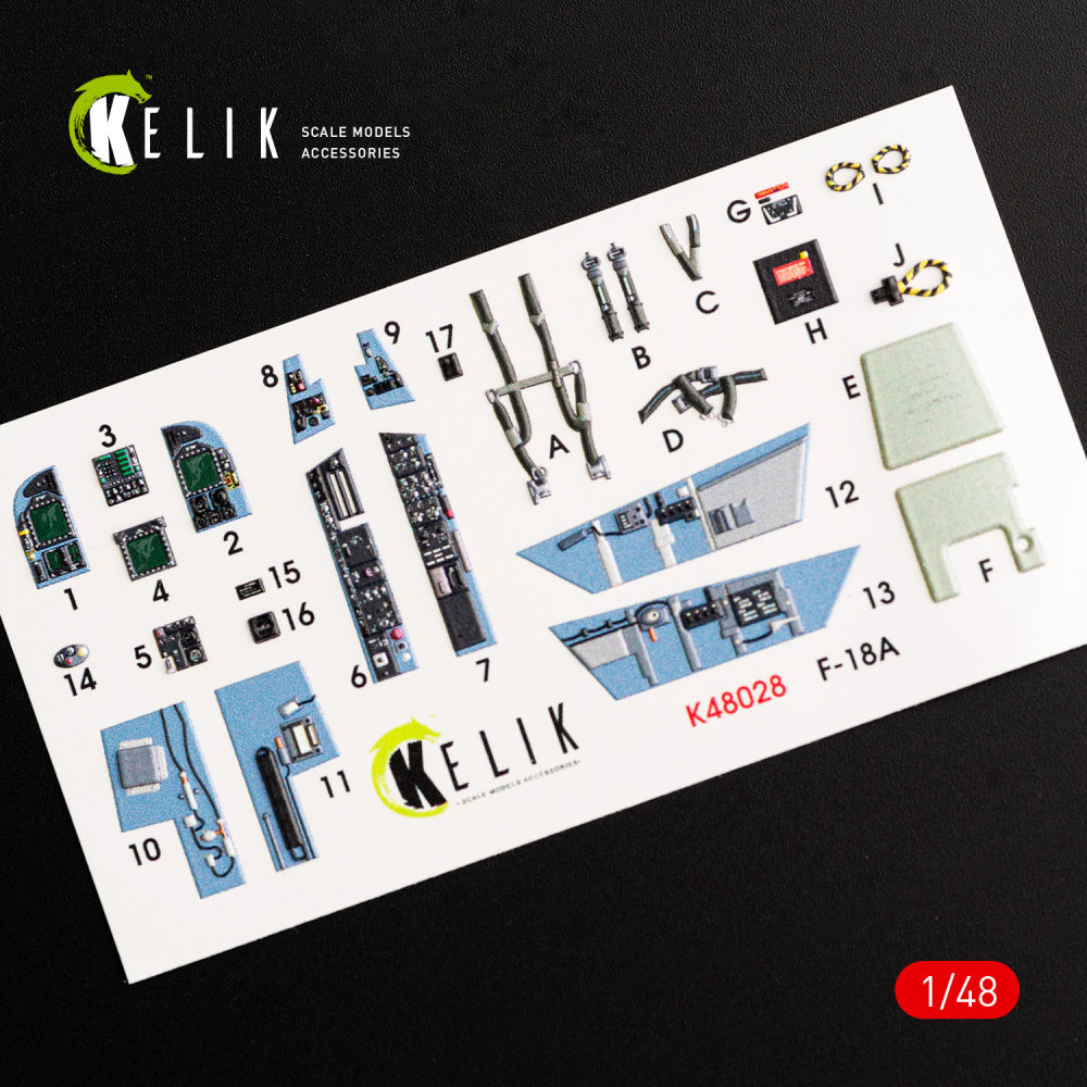 1/48 F/A-18A 'Hornet' interior 3D decals (KIN) 