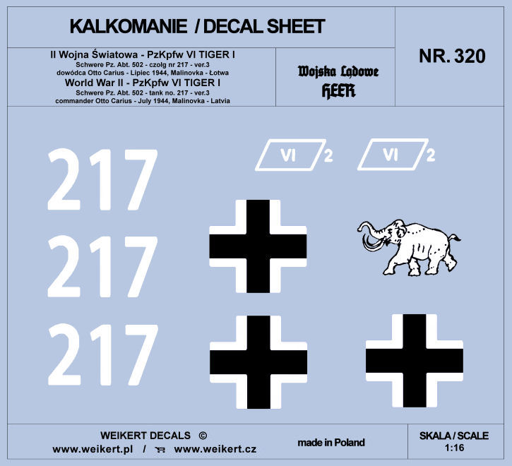 1/16 TIGER I - Otto Carius '217' Schw. July 1944