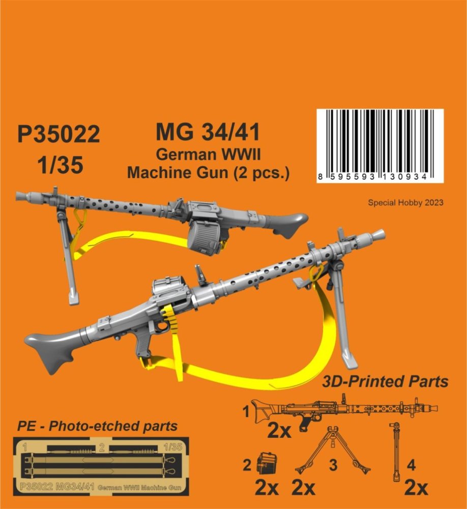 1/35 MG 34/41 German WWII Machine Gun, 2 pcs. (3D)