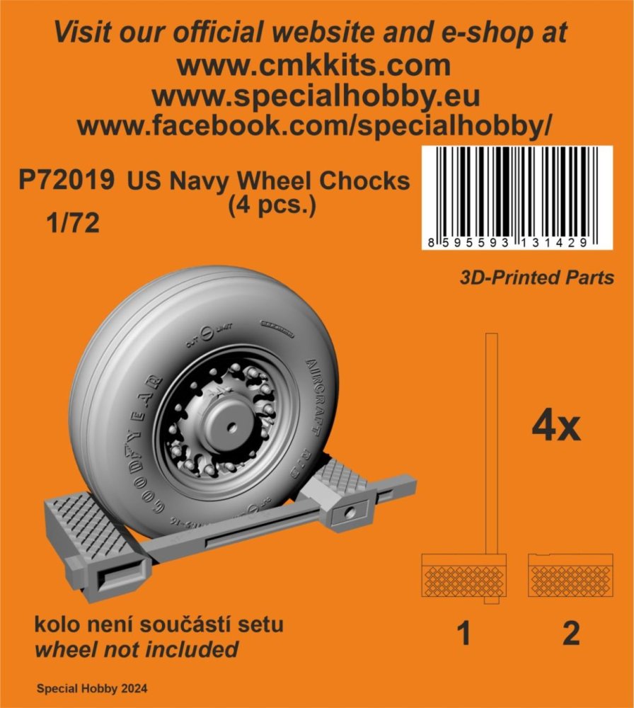 1/72 US Navy Wheel Chocks (4 pcs.) 3D-Printed