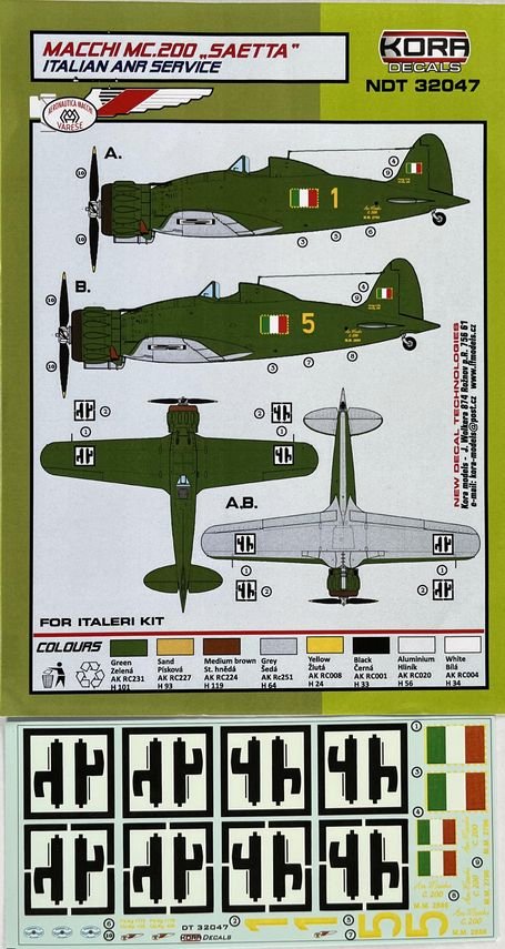 1/32 Decals MC.200 Saetta Italian ANR Service