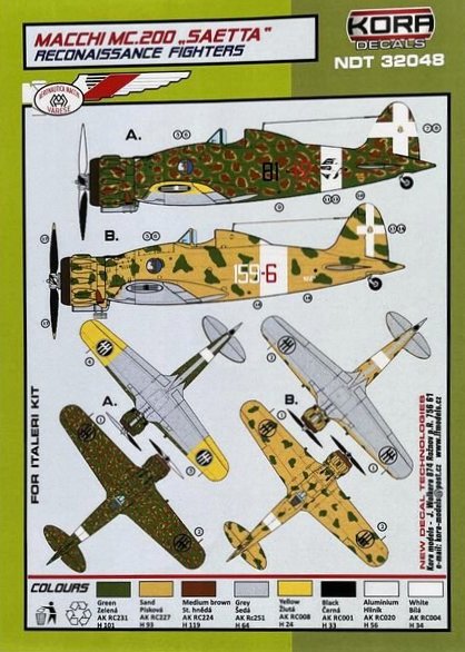 1/32 Decals MC.200 Saetta Reconaissance Fighters