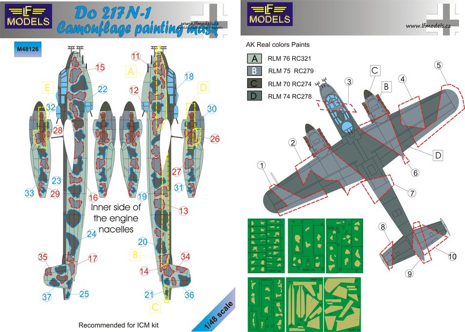 1/48 Mask Do 217 N-1 Camouflage Painting (ICM)