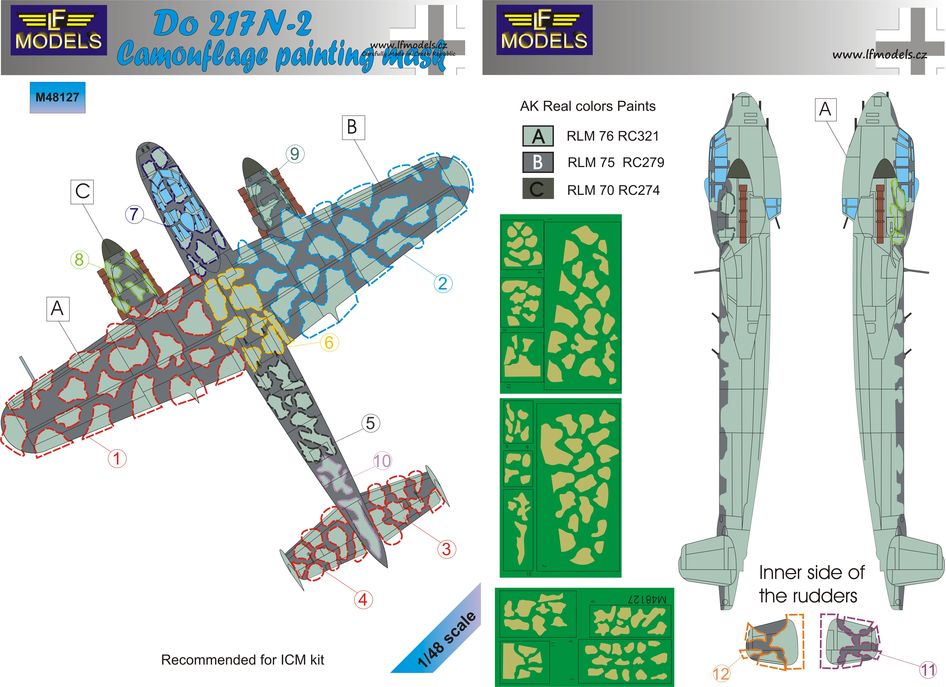 1/48 Mask Do 217 N-2 Camouflage Painting (ICM)