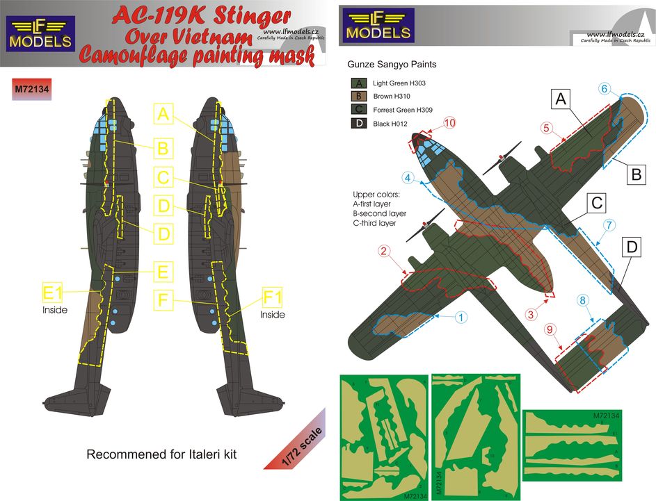 1/72 Mask AC-119K Stinger o.Vietnam Camouflage p.