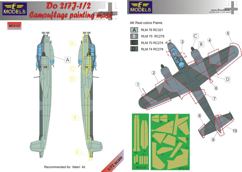 1/72 Mask Do 217 J-1/2 Camouflage paint. (ITAL)