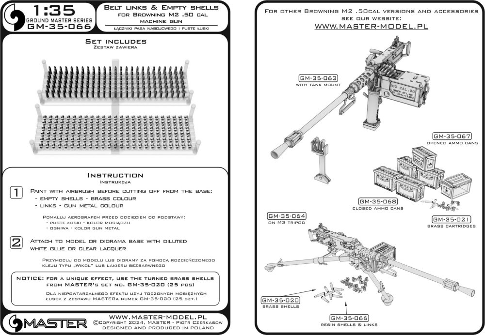 1/35 Belt link&empty shells Browning M2 .50 cal MG