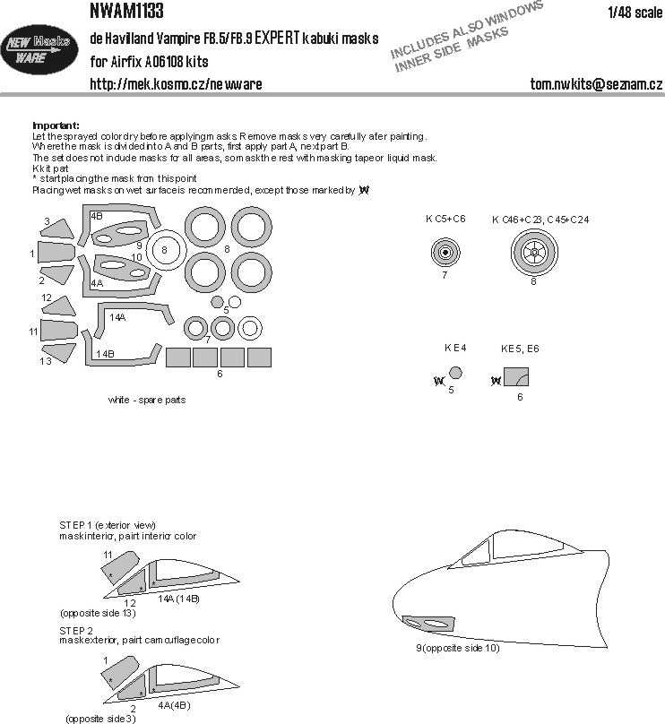 1/48 Mask DH Vampire FB.5/FB.9 EXPERT (AIRFIX)