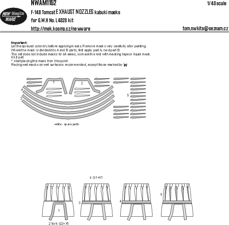 1/48 Mask F-14B Tomcat EXH.NOZZLES (GWH)