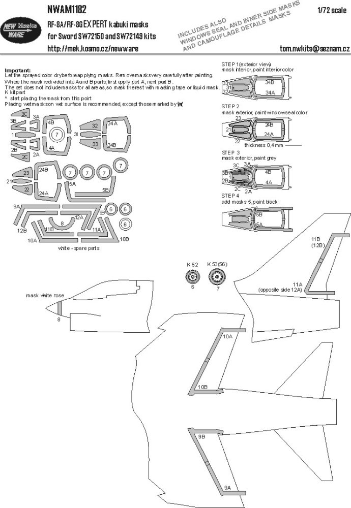 1/72 Mask RF-8A/RF-8G EXPERT (SW 72149/72150)