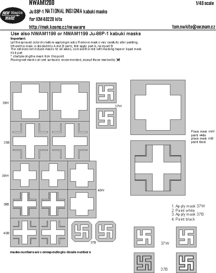 1/48 Mask Ju 88P-1 NAT.INSIGNIA (ICM 48228)