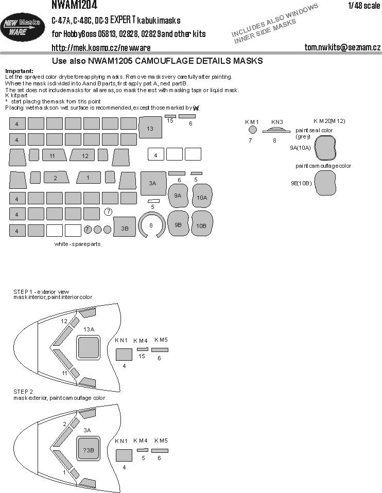 1/48 Mask C-47A, C-48C, DC-3 EXPERT (TRUMP)