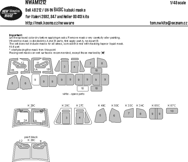 1/48 Mask Bell AB-212 / UH-1N BASIC (ITAL/HELL)