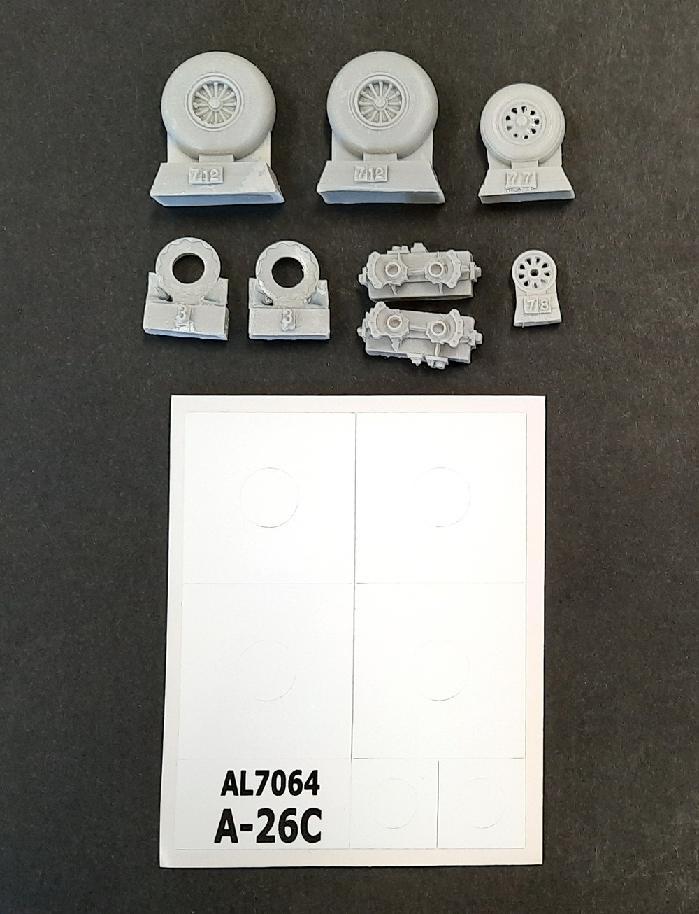 1/72 A-26C Invader wheels groved pattern