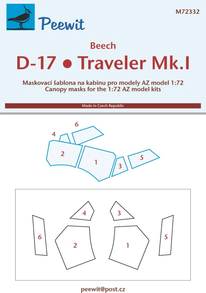 1/72 Canopy mask Beech D-17 / Traveler Mk.I (AZ)