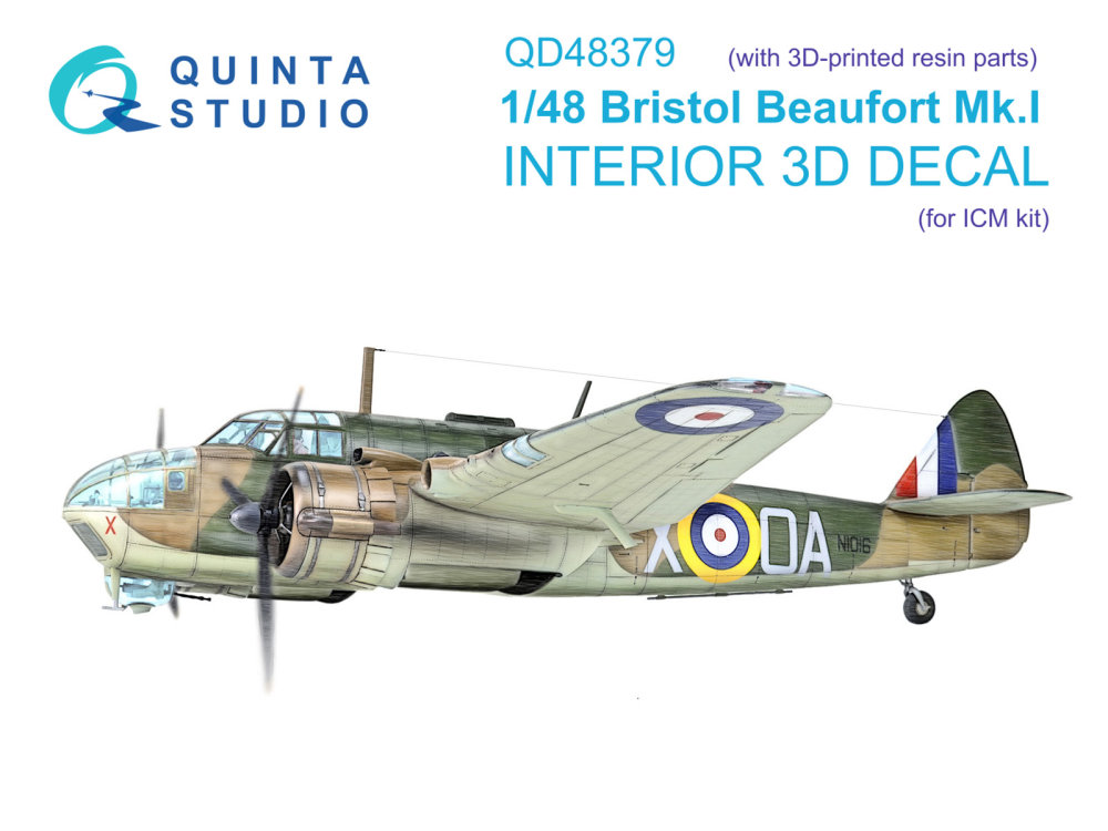 1/48 Bristol Beaufort Mk.I 3D-Print.&col.Interior 