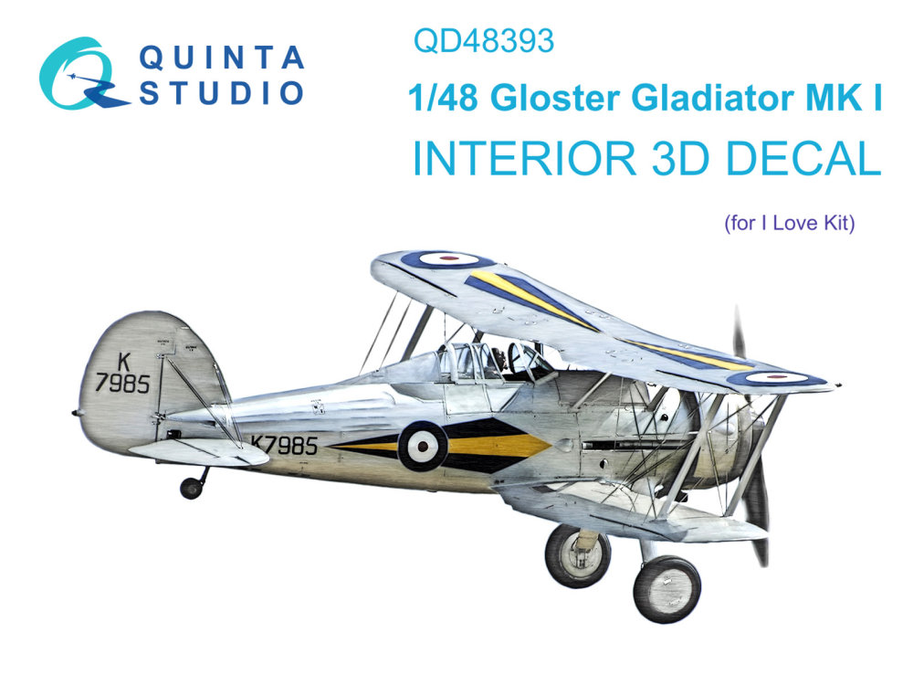 1/48 Gloster Gladiator MKI 3D-Print.&col.Interior 