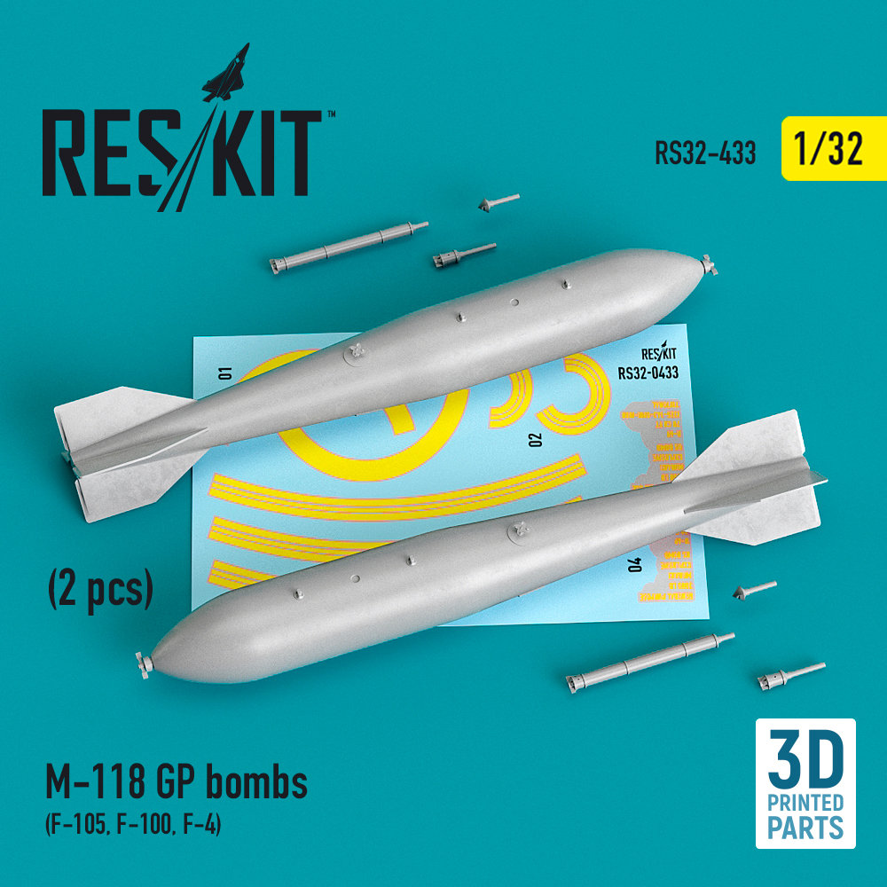 1/32 M-118 GP bombs - 2 pcs. (3D-Printed)