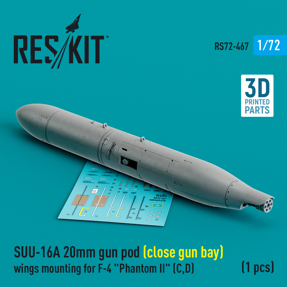 1/72 SUU-16A 20mm gun pod (closed) wings mounting 