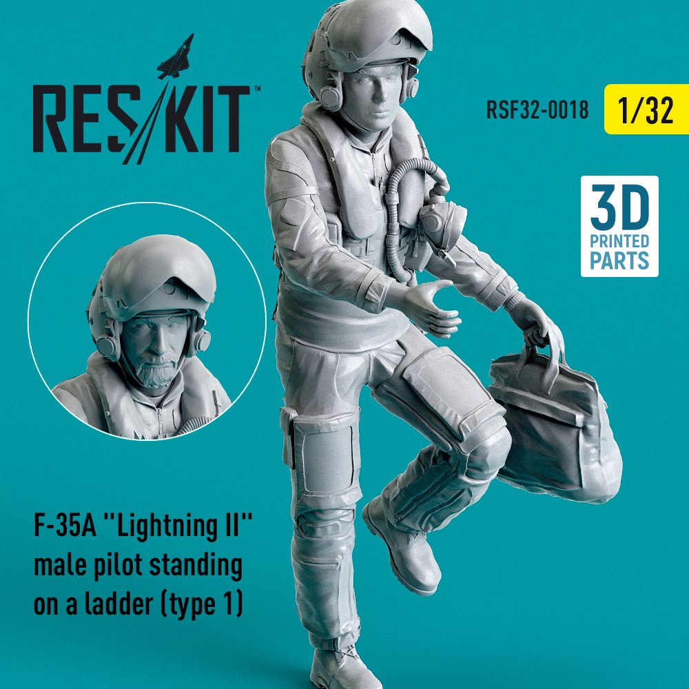 1/32 F-35A Lightning II male pilot stand.+ledder 1