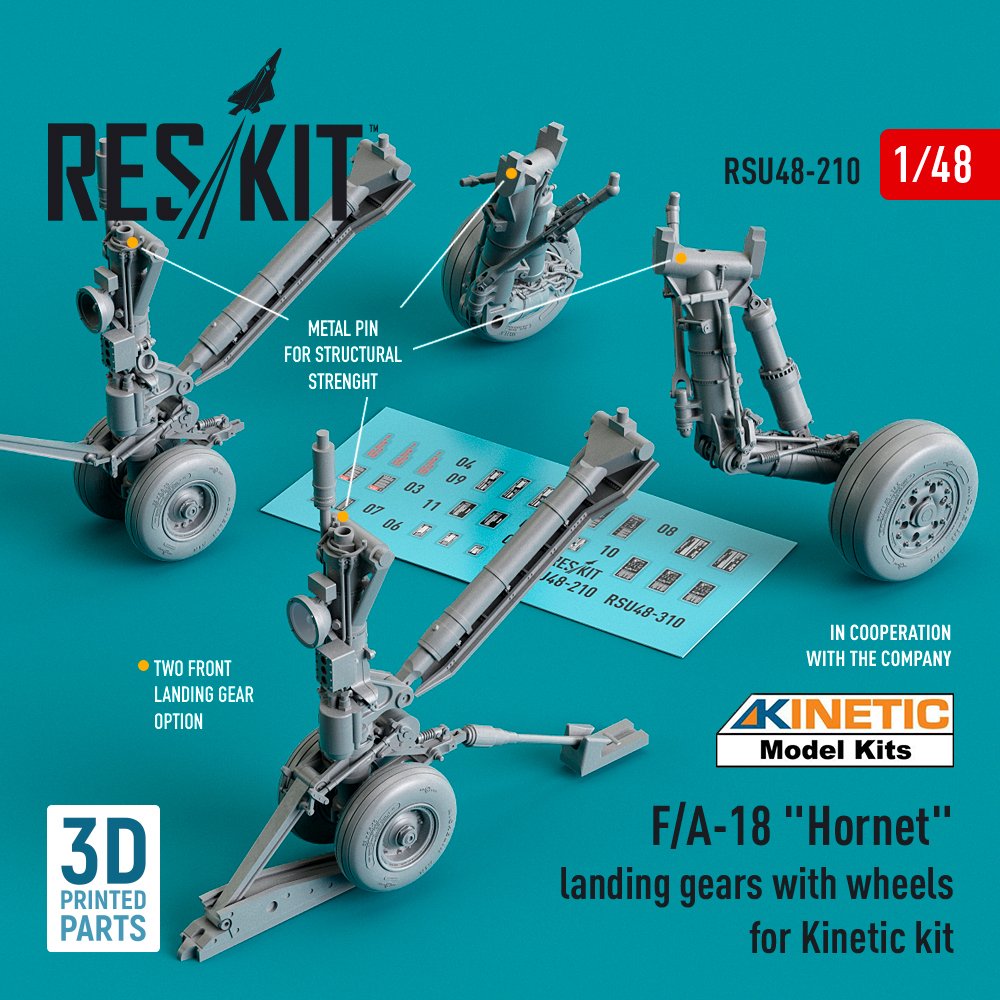 1/48 F/A-18 'Hornet' landing gears w/ wheels (KIN)