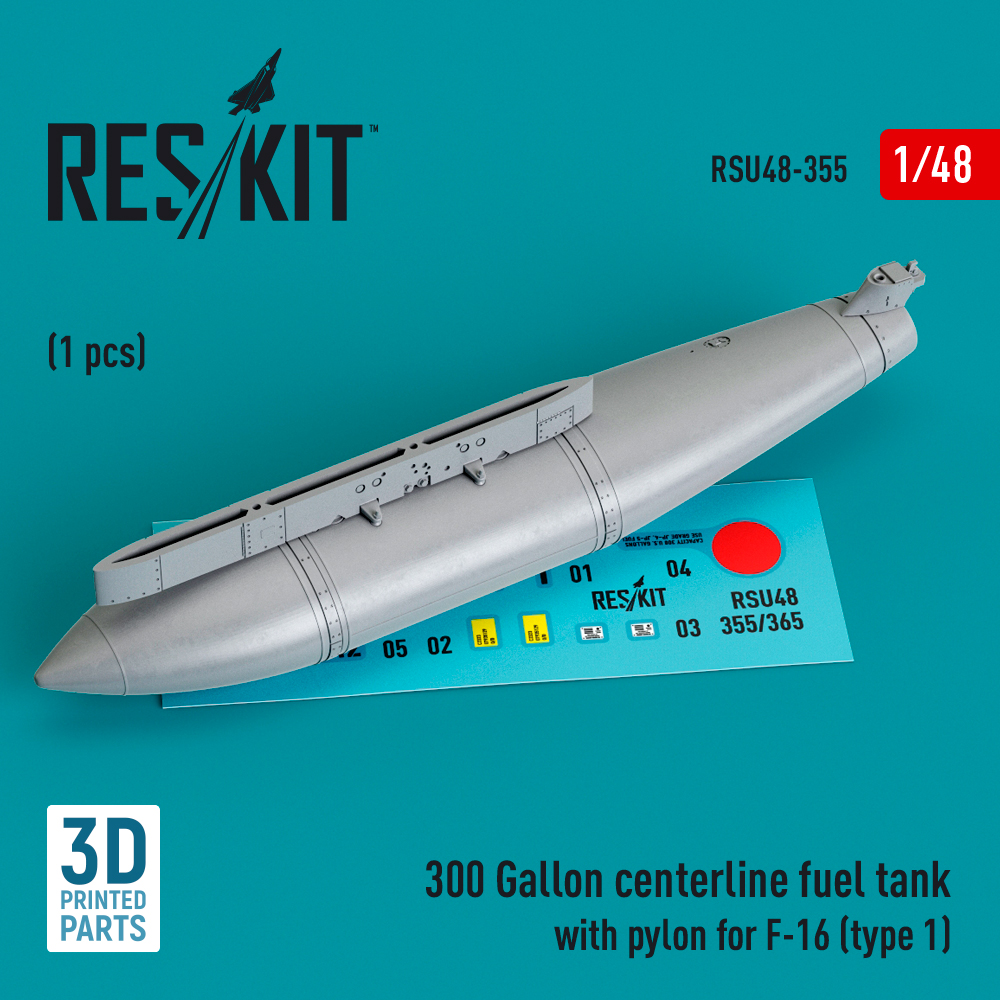 1/48 300 Gal.centerl.fuel tank w/ pyl. F-16 type 1