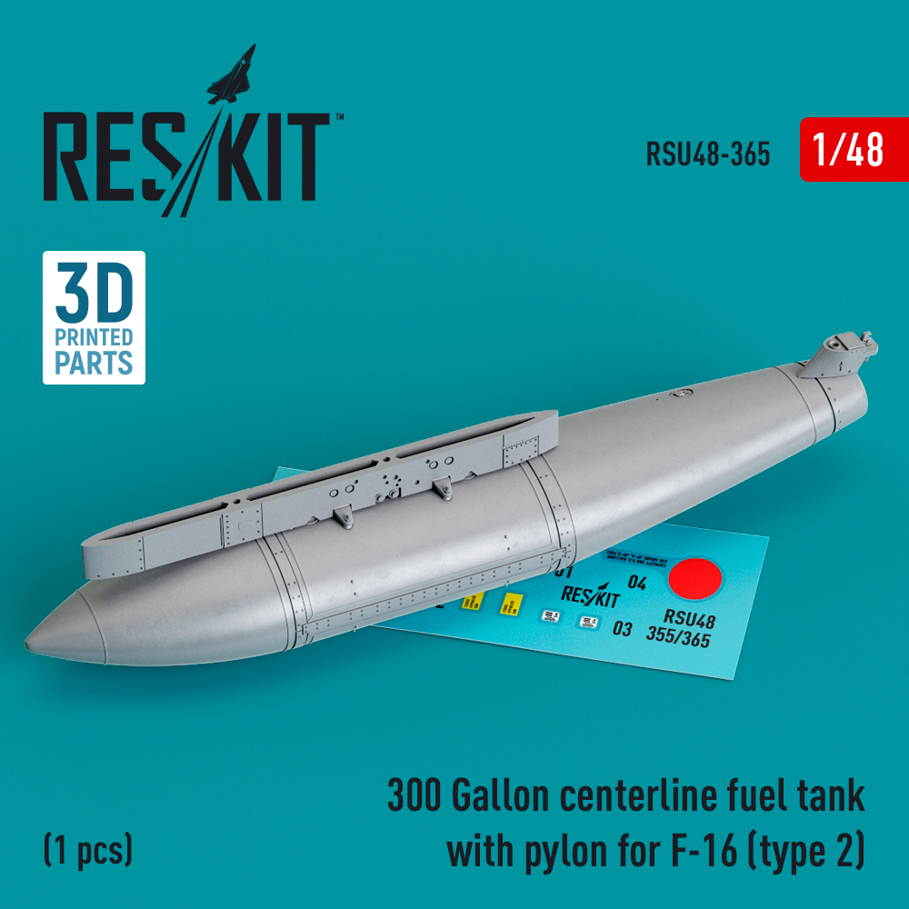 1/48 300 Gal.centerl.fuel tank w/ pyl. F-16 type 2